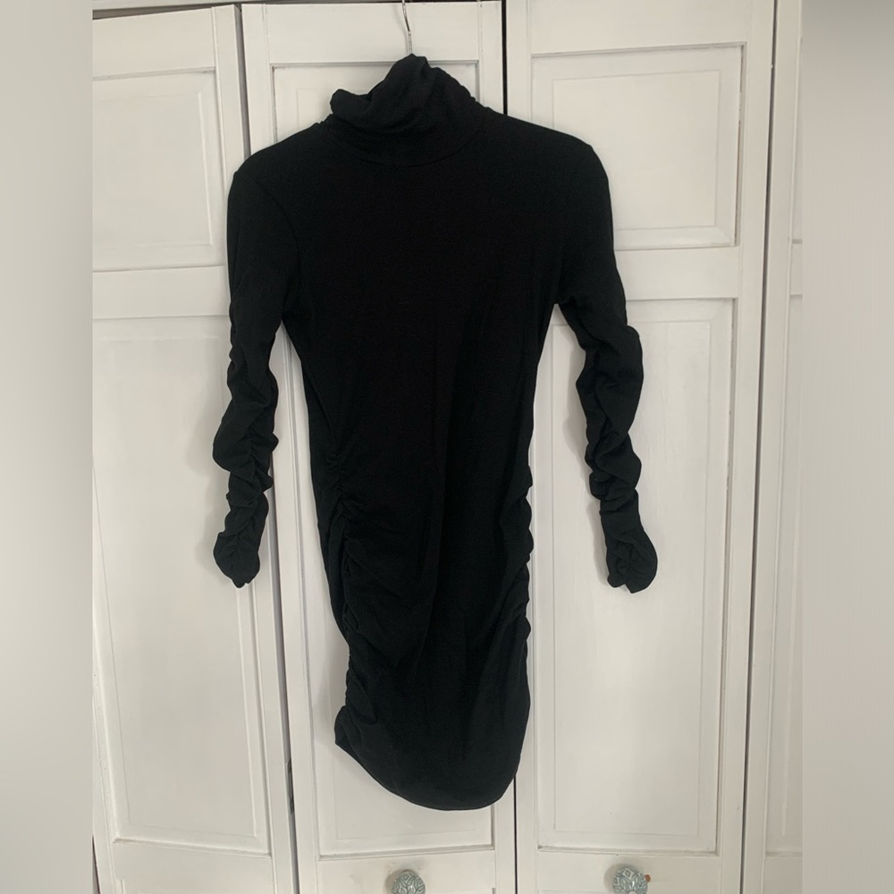 Turtleneck ruched midi dress Local European